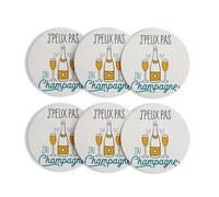 sous Verre Ronds Base Liège- J'Peux Pas J'Ai Champagne Vin Alcool Apéro Fete - Lot de 6 (95 x 95 mm)