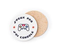sous Verre Ronds Base Liège- J'Peux Pas J'Ai Console Jeux Vidéo Gaming - 1 unité (95 x 95 mm)