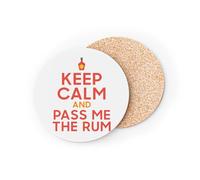 sous Verre Ronds Base Liège- Keep Calm and Pass me The Rum Parodie Angleterre Rhum - 1 unité (95 x 95 mm)