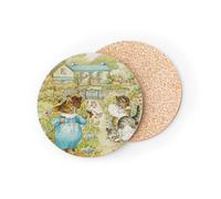 sous Verre Ronds Base Liège- Tom Kitten et Ses Amis Chaton Illustration Enfant Beatrice Potter - 1 unité (95 x 95 mm)