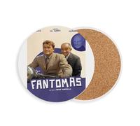 sous Verre Ronds en céramique - Vieille Affiche Française de Film Fantomas Rétro Poster Cinéma Vintage - 1 unité (108 x 108 mm)