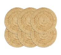 Placemats 4 st rond 38 cm jute effen grijs133838