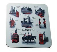sous-Verres artistiques pour Boissons, Souvenirs de Londres, Lot de 4 sous-Verres artistiques.