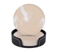 sous-Verres en Cuir de qualité supérieure Beigeid Art Luxury Marble Ink Abstract Art - Lot de 6 avec Support, sous-Verres élégants pour la Cuisine, Le café et la décoration intérieure