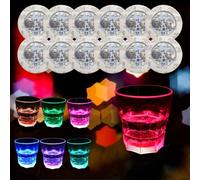 Sous-verres LED 12 pièces - Sous-verres lumineux autocollants, accessoires de fête, soirées jeux, éclairage de bar | 7 réglages de couleur Divertissement avec des sous-verres cool
