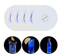 sous-Verres LED pour Bar, Lot de 4 sous-Verres à Cocktail Lumineux, LED sous-Verres Bar bière sous-Verres Light Club, Mariage, Bar, décoration de fête. (Bleu)