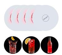sous-Verres LED pour Bar, Lot de 4 sous-Verres à Cocktail Lumineux, LED sous-Verres Bar bière sous-Verres Light Club, Mariage, Bar, décoration de fête. (Rouge)