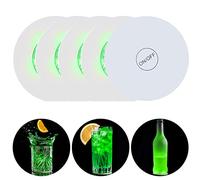 sous-Verres LED pour Bar, Lot de 4 sous-Verres à Cocktail Lumineux, LED sous-Verres Bar bière sous-Verres Light Club, Mariage, Bar, décoration de fête. (Vert)