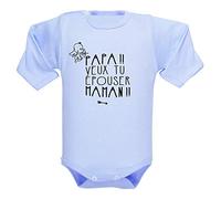 Sous-vêtement bébé, body demande en mariage, maman et papa, bodies bébé, manches longues - bleu clair, 3-6 mois