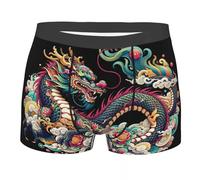 Sous-vêtement court pour hommes doux et respirant boxer chinois Nouvel An lunaire dragon signe du zodiaque boxer pour les voyages ami pendant l'entraînement, O Noir., XXL