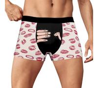 Sous-vêtement de Saint-Valentin pour homme - Boxer pour la Saint-Valentin, rehausseur de renflement de la Saint-Valentin - Soutien sportif pour homme - Amour graphique - Athlétique - Sous-vêtements