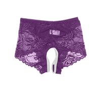 Sous-vêtement de ski pour homme : slip transparent séduisant avec dentelle brodée avec dos ouvert à porter, respirant, imbattable, doux et sensationnel pour les petits sous-vêtements femme M, lilas