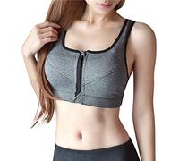 sous-vêtement de Sport LuckyGirls Femme Soutien-Gorge de Sport Push Up Avant Zipper Brassière Sport Bra Lingerie Coussinets Amovibles Bra pour Yoga Fitness Jogging