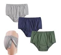 Sous-vêtement en coton lavable pour l'incontinence - Ouverture latérale, spécialement conçu pour les soins postopératoires.(Gray+Blue+Green,Medium)