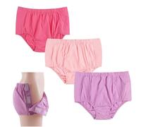 Sous-vêtement en coton lavable pour l'incontinence - Ouverture latérale, spécialement conçu pour les soins postopératoires.(Pink+Beige+Purple,Small)
