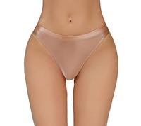 sous Vetement Femme - Slip Taille Basse Soyeux Et Brillant pour Femmes sous-Vêtements Sexy Transparents (Coffee XL)