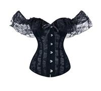 Sous-vêtement gainant pour femme - Bustier avec lacets et jarretelles - Corset avec laçage et baguettes - Bustier - Lingerie - Bodyshaper - Sous-vêtements pour femme, Noir , 3XL