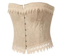 Sous-vêtement gainant pour femme - Corset en dentelle - Bustier - Body pour et taille - Ceinture - Sous-vêtement gainant, beige, 4XL