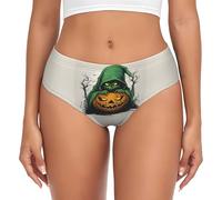 Sous-vêtement pour femme, motif fantôme vert, horreur, citrouille d'Halloween, couverture complète, extensible, décontracté, usage quotidien, Noir , XS