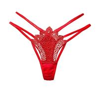 Sous-vêtement pour femme pas cher en dentelle Bikini Culotte G String String Stretch Ladie Brief Tanga Tiroirs Armoire Sous-vêtements, rouge, taille unique