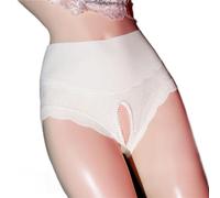 Sous-vêtement pour femme rouge pour femme Cloud Lace Open Crotch Panty Sous-vêtements Femme String, Blanc., L