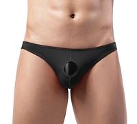 Sous-vêtement pour homme à la mode, coupe basse, hanche ouverte, polyester, culotte triangulaire, Noir , S