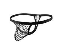 Sous-vêtement pour homme avec poche en dentelle à volants Sissy Tanga Culotte bikini T-Back Tangas G-string Sous-vêtements, Noir , L