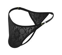 Sous-vêtement pour homme - String basique - En dentelle - Respirant - Avec ouverture des deux côtés - Sous-vêtement pour homme - Coupe douce - Sexy, Noir , M