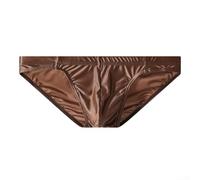 Sous-vêtement taille basse pour homme en soie glacée - Mini slip respirant en tissu extensible pour un usage quotidien (XL marron)
