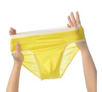 Sous-vêtement taille basse pour homme, slip en soie glacée ultra mince et respirant avec poche en U et design sans couture au niveau des hanches, sous-vêtements d'été légers en nylon élasthanne doux