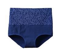 sous-vêtement Taille Haute en Coton de Couleur Unie pour Femmes Soutien Gorge sans Armature Lot De 3 Culotte Femme (Blue, XXL)