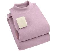 sous-vêtement Thermique en Velours Double Face for Femmes, Ensemble épais, Intime, Auto-Chauffant, Haut à col + Pantalon, 2 pièces pour Femmes(Purple,M)