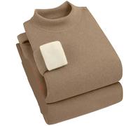 sous-vêtement Thermique en Velours Double Face for Femmes, Ensemble épais, Intime, Auto-Chauffant, Haut à col + Pantalon, 2 pièces pour Femmes(Coffee,XL)