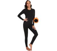 sous-Vêtement Thermique Femme,Ensemble de sous Vêtement Femme à Manches Longues Couche de Base Haut et Pantalon Chaud Leggings Automne Hiver pour Ski (Noir, Taille Unique)