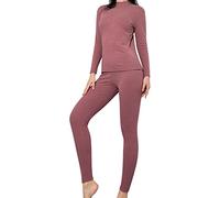 sous Vetement Thermique Femme Ski Legging Chaud Hiver Taille Haute - Ensemble DéTente à Manches Longues Et Col Mi-Haut Couleur Unie Brossé Slim Fonctionnels Respirants Sport