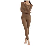 sous Vetement Thermique Grand Froid Femme sous Vetement Thermique RandonnéE, Legging Chaud Hiver Col en U Fonctionnel Doux Haut Et Bas Ultra LéGers Extra Extensible Coupe AjustéE