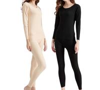 sous Vetement Thermique Grand Froid Femme, sous Vetement Thermique Ski Ensemble DéTente sans Couture Allemand Velours Double Face Givré sous 2 PièCes Respirants Couche De Base