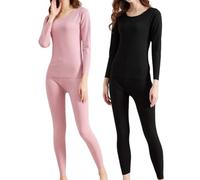 sous Vetement Thermique Grand Froid Femme, sous Vetement Thermique Ski Ensemble DéTente sans Couture Allemand Velours Double Face Givré sous 2 PièCes Respirants Couche De Base