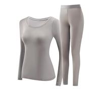 sous Vetement Thermique Grand Froid Femme sous Vetement Thermique Ski - Legging Chaud Hiver Couche De Base Haut Et Pantalon Chaud LéGer Col Rond sans Couture 2 PièCes