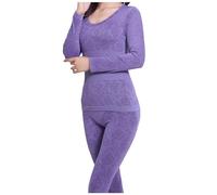 sous Vetement Thermique Grand Froid Femme, Vetement Chaud Hiver Ensemble DéTente en Dentelle Sexy sans Couture AntibactéRien Coupe AjustéE Imprimé ÉLastiques
