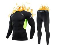 sous Vetement Thermique Homme Ensemble Tee Shirt à Manche Longue & Leggings Set Hiver Ski Jogging Cycliste Gym Combinaisons de Sport