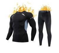 sous Vetement Thermique Homme Ensemble Tee Shirt à Manche Longue & Leggings Set Hiver Ski Jogging Cycliste Gym Combinaisons de Sport