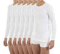 Sous-vêtement thermique pour enfant L117, manches longues et col rond. Pack économique de 6 unités de la même taille et couleur. - Blanc - 14 ans