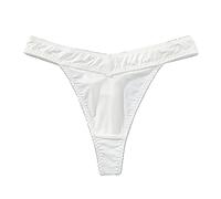Sous-vêtement ventre plat femme S femme sexy en forme de V en soie glacée tanga taille basse sans couture string sous-vêtements hommes lingerie sexy chemises, Blanc., M