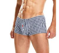 sous-vêtements 100% Coton Court Short de Pyjama pour Homme Plaid U Bag Casual Trunks Pyjama Boxer Shorts
