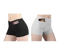 Sous-vêtements antivol pour femmes avec poche secrète culotte féminine pour voyage vacances argent carte passeport sécurité protection, noir/gris (lot de 2), XL(Tag 4XL)