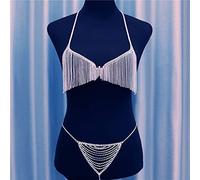 sous-vêtements avec chaîne en Cristal pour Femmes, Bijoux de Corps, Soutien-Gorge Culotte Tanga en Strass, Ensemble de Lingerie
