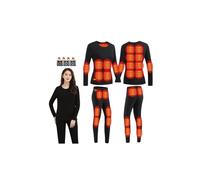 sous Vêtements Chauffants pour Femmes, Ensemble de sous-vêtements Thermiques Chauffants pour Femmes, 28 Zones, 3 Vitesses, Pantalon Haut de Vêtements Chauffants Électriques USB(Noir,S)