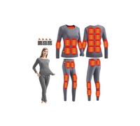 sous Vêtements Chauffants pour Femmes, Ensemble de sous-vêtements Thermiques Chauffants pour Femmes, 28 Zones, 3 Vitesses, Pantalon Haut de Vêtements Chauffants Électriques USB(Gris,L)