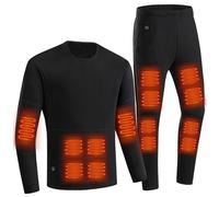 sous-vêtements chauffés pour Hommes 5V 3 Engrenages Gilet Gilelet Thermal Vêtements et Pantalon 22 Régions chauffantes Suit du Corps chauffé lavé avec Toison Chaude doublé et Poche de Port USB pour